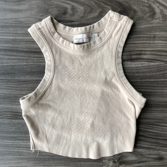 Beige Botany Crop Top Racerback in Tan - Picture 1 of 4